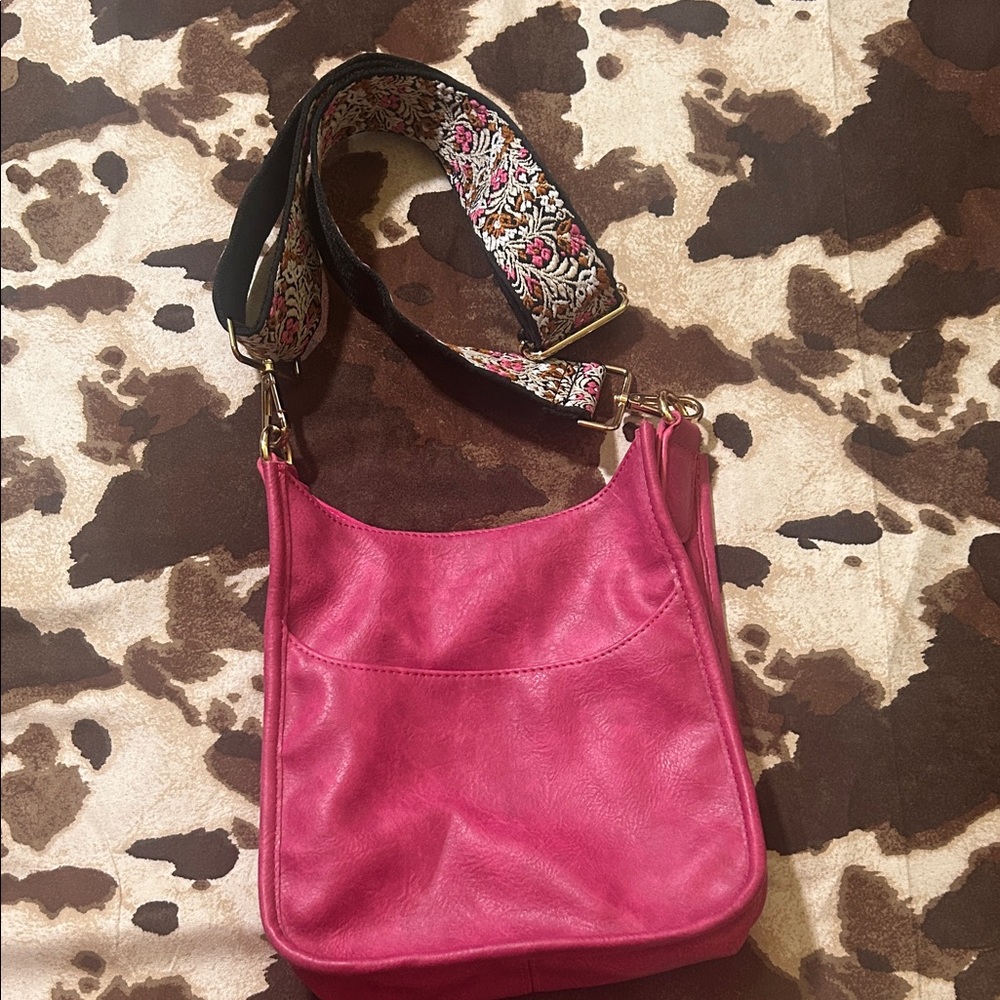 Ahdorned Magenta Leather Shoulder Bag